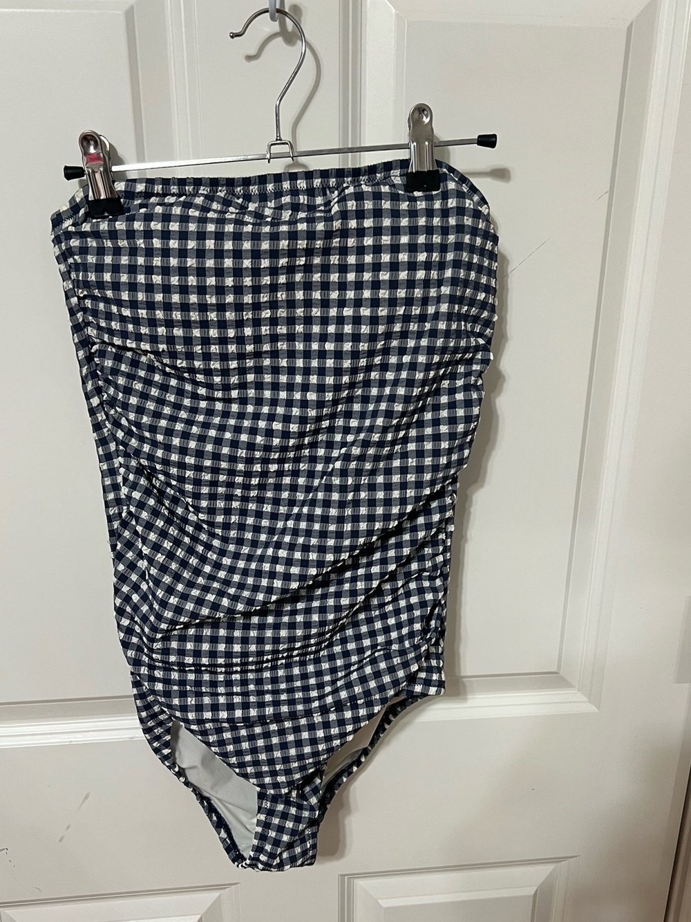 J. Crew Navy and White Gingham swimsuit